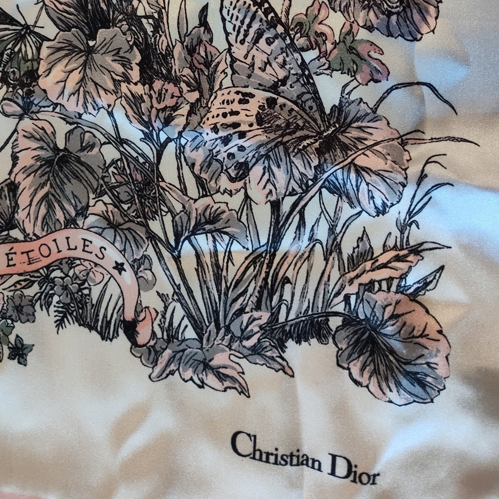 Christian Dior Silk Scarf Pink Butterfly Floral Around the World Italy NIB NWT - Picture 5 of 12